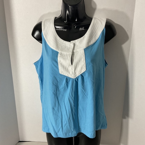 Lilly Pulitzer Blue and White Sleeveless Top Size XL - Picture 7 of 7